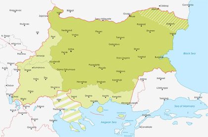 Map of Bulgaria during WWII